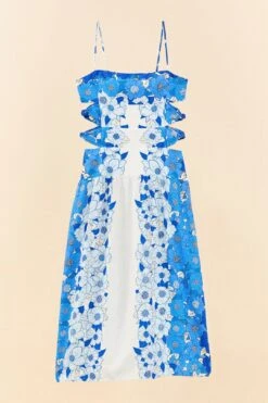 Farm Rio Blue Flower Stripes Midi Dress 13 Farm Rio Blue Flower Stripes Midi Dress -Farm Rio 305348 06