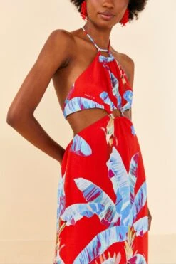 Farm Rio Red Sweet Jungle Cut Out Midi Dress -Farm Rio 305349 04