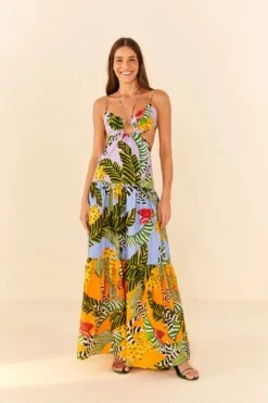 Farm Rio Mixed Striped Bananas Maxi Dress -Farm Rio 305797 04