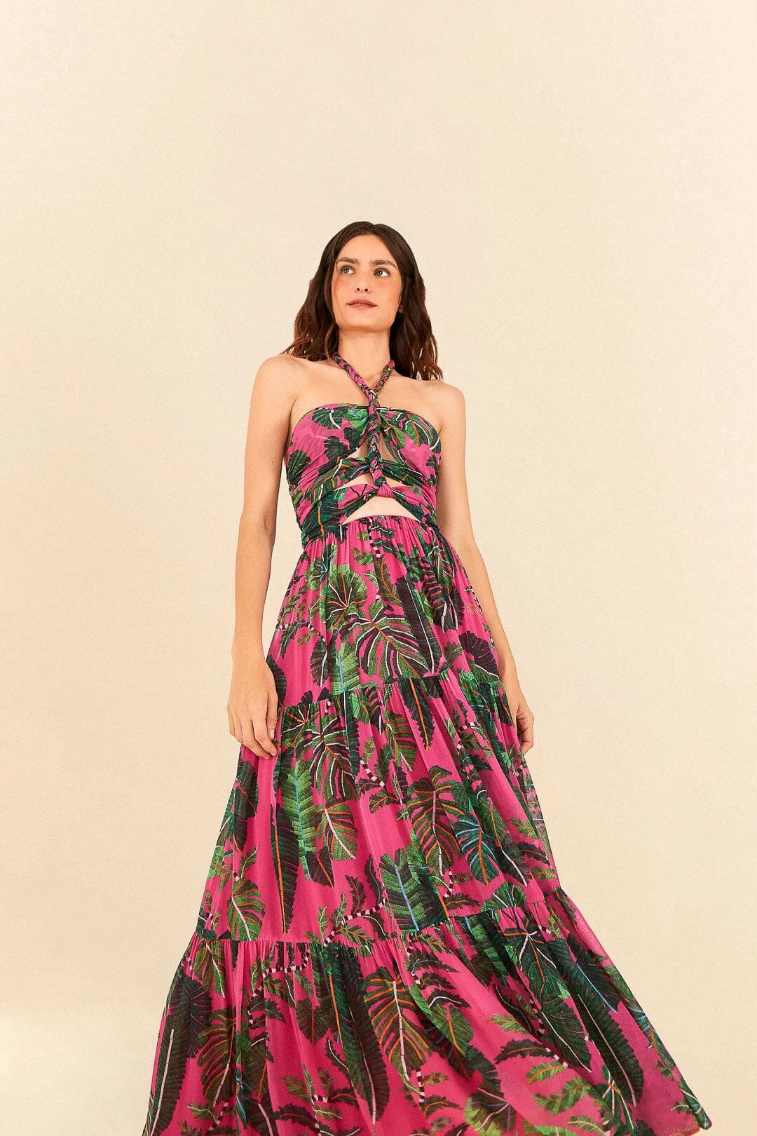 Pink Leaves Cut Out Maxi Dress 3 Pink Leaves Cut Out Maxi Dress