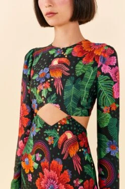 Farm Rio Black Blooming Garden Lenzing™ Ecovero™ Viscose Midi Dress 10 Farm Rio Black Blooming Garden Lenzing™ Ecovero™ Viscose Midi Dress -Farm Rio 306067 03 1