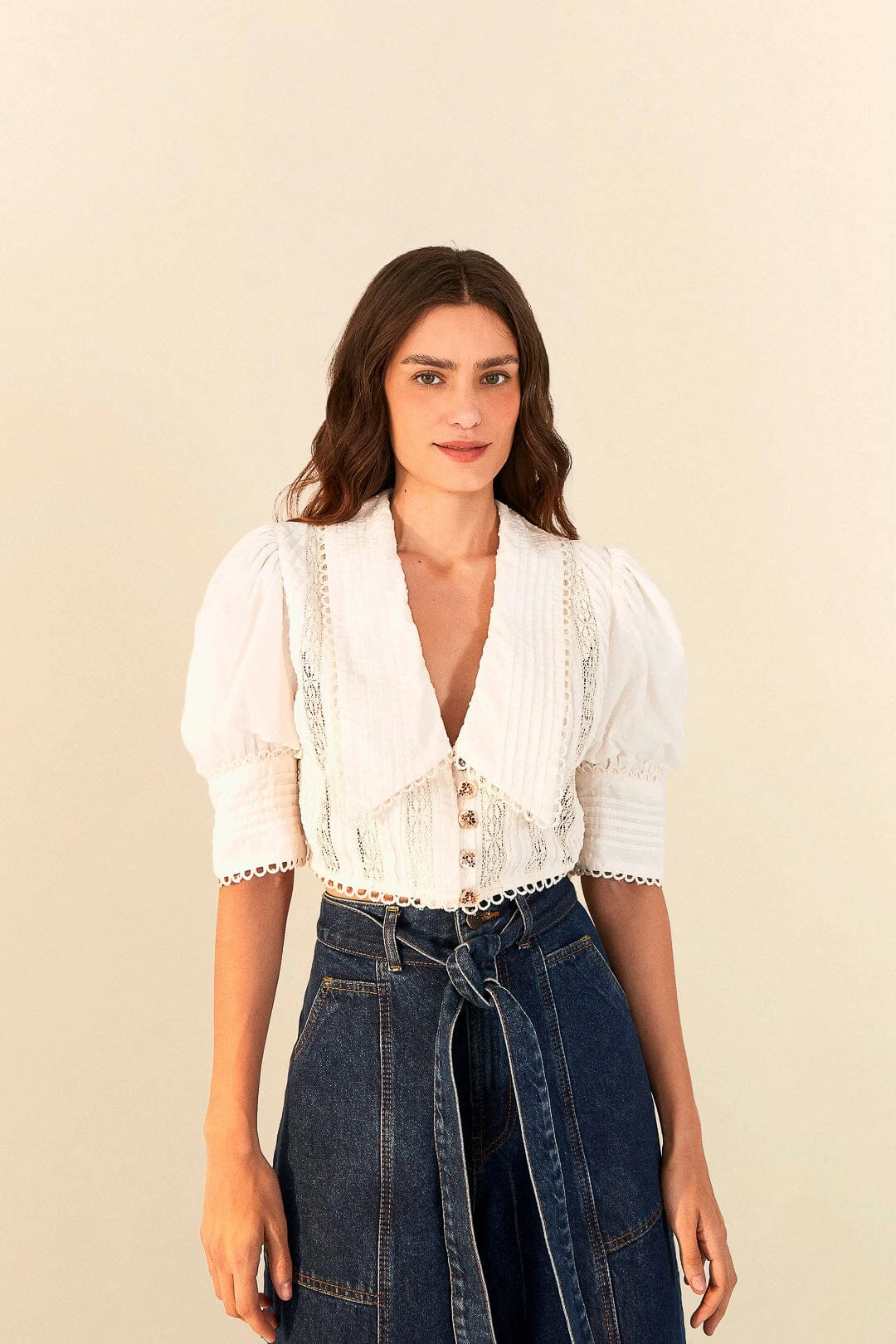 Farm Rio Off-White Cropped Blouse 3 Farm Rio Off-White Cropped Blouse
