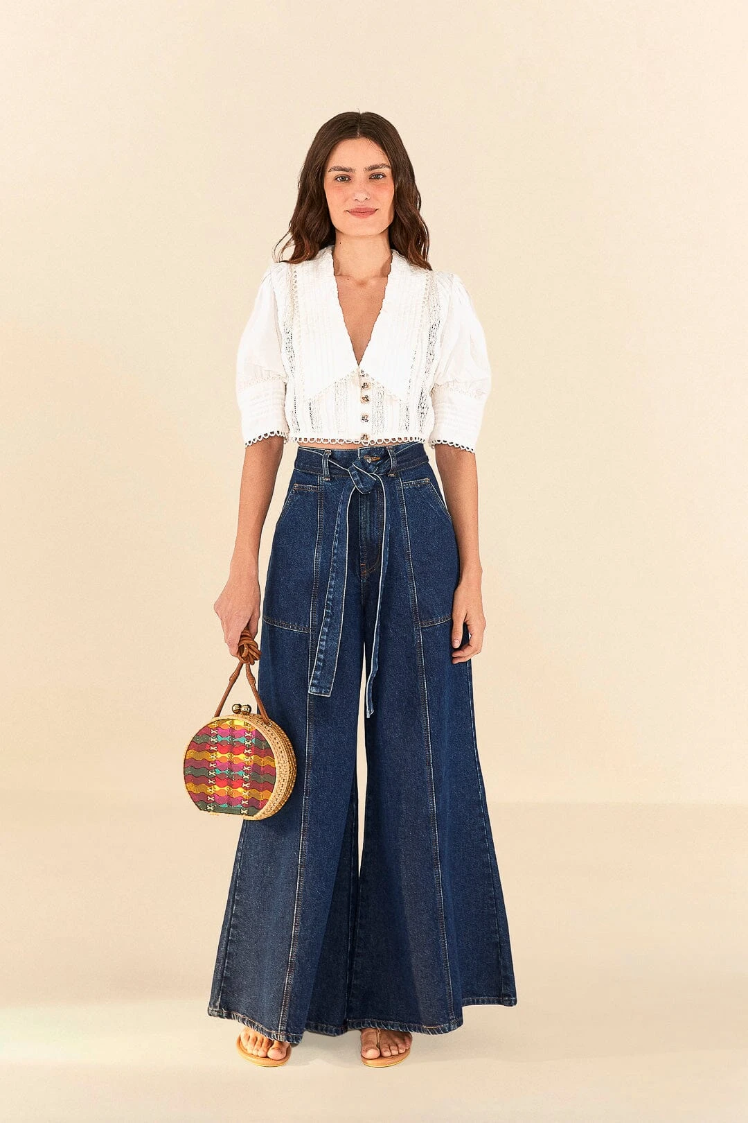 Farm Rio Off-White Cropped Blouse 4 Farm Rio Off-White Cropped Blouse - Image 2