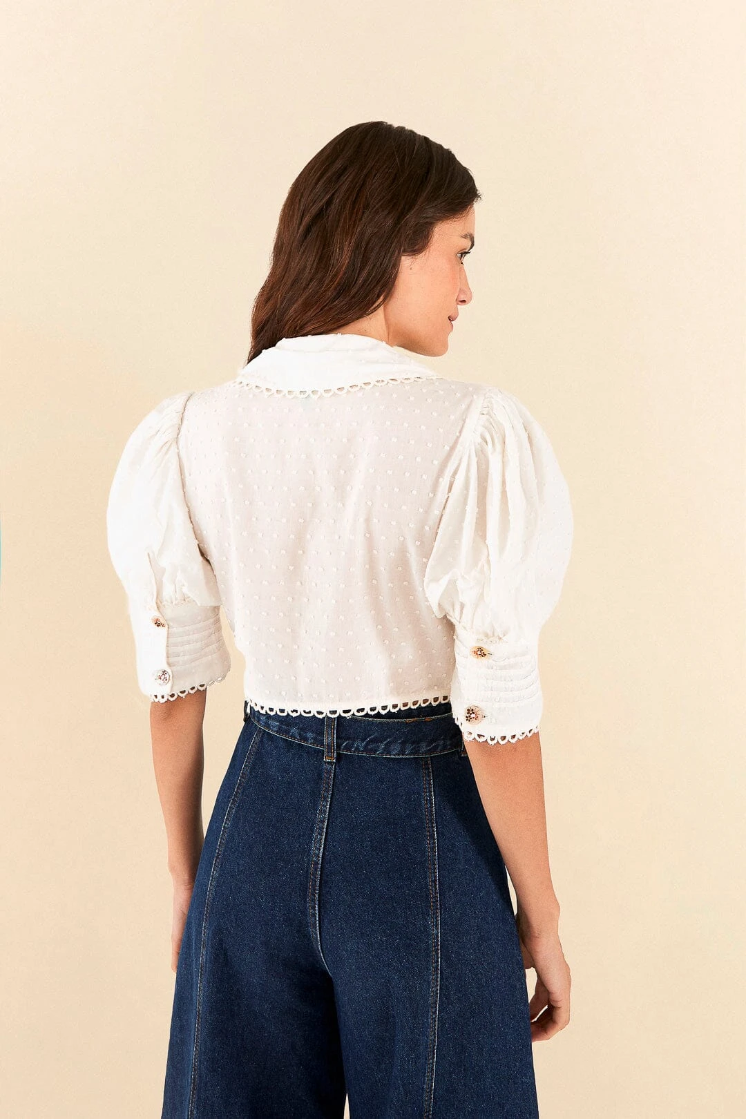 Farm Rio Off-White Cropped Blouse 5 Farm Rio Off-White Cropped Blouse - Image 3