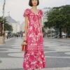 Farm Rio Pink Tropical Woodcut Maxi Dress -Farm Rio 306082 01
