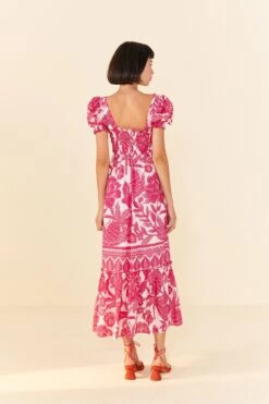 Farm Rio Pink Tropical Woodcut Maxi Dress -Farm Rio 306082 04