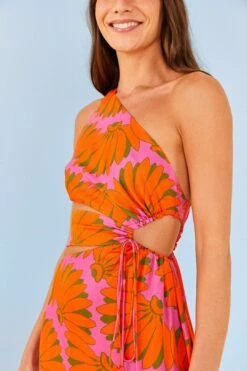 Farm Rio Pink CopacabanaLenzing™ Ecovero™ Viscose Cut Out Midi Dress -Farm Rio 306086 03