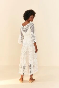 Farm Rio Off White Alucina Luz Guipire Midi Skirt 8 Farm Rio Off White Alucina Luz Guipire Midi Skirt -Farm Rio 306107 03