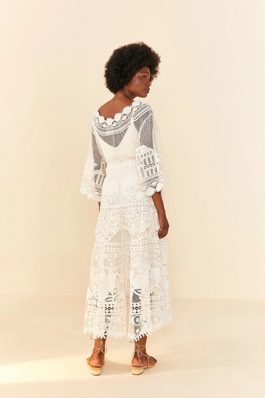 Farm Rio Off White Alucina Luz Guipire Midi Skirt 5 Farm Rio Off White Alucina Luz Guipire Midi Skirt - Image 3