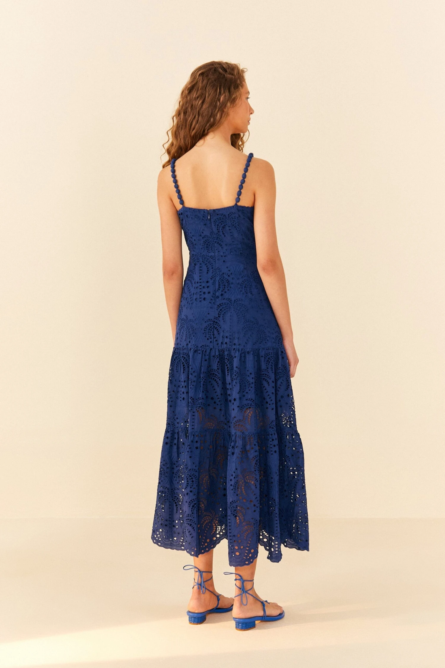 Deep Blue Palm Tree Richelieu Midi Dress 5 Deep Blue Palm Tree Richelieu Midi Dress - Image 3