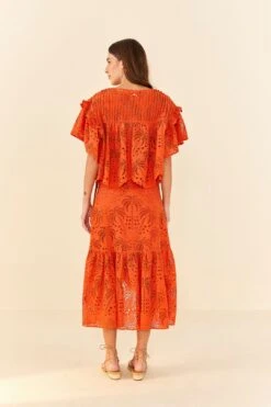 Farm Rio Orange Palm Tree Richelieu Blouse 11 Farm Rio Orange Palm Tree Richelieu Blouse -Farm Rio 306123 04