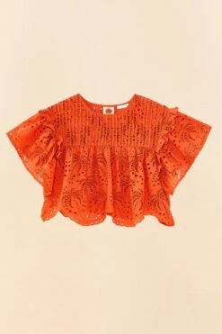 Farm Rio Orange Palm Tree Richelieu Blouse 13 Farm Rio Orange Palm Tree Richelieu Blouse -Farm Rio 306123 06