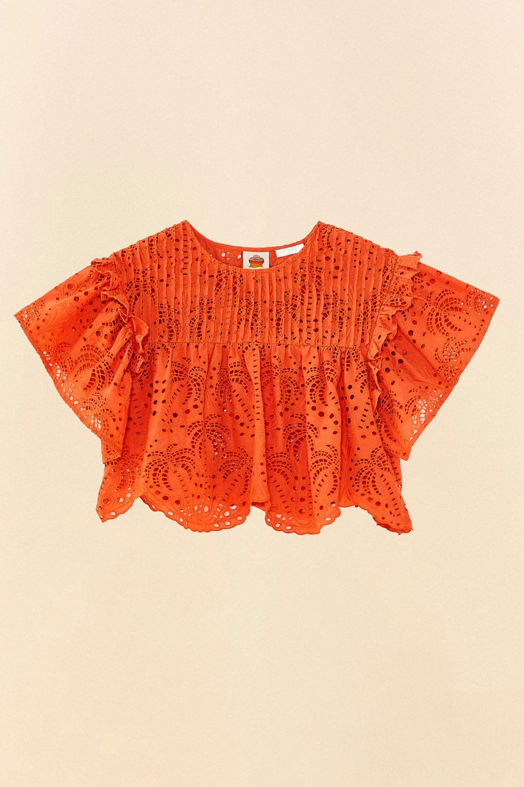 Farm Rio Orange Palm Tree Richelieu Blouse 8 Farm Rio Orange Palm Tree Richelieu Blouse - Image 6