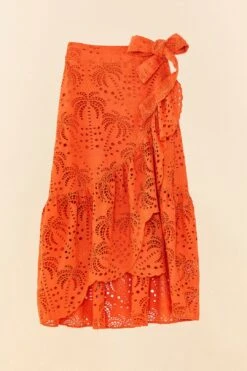 Farm Rio Orange Palm Tree Richelieu Midi Skirt 11 Farm Rio Orange Palm Tree Richelieu Midi Skirt -Farm Rio 306124 06