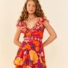 Farm Rio Pink Flowers Tapestry Mini Dress -Farm Rio 306144 01