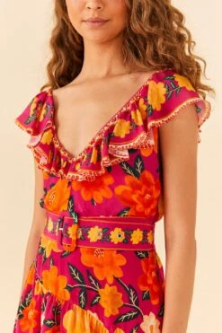 Farm Rio Pink Flowers Tapestry Mini Dress -Farm Rio 306144 03