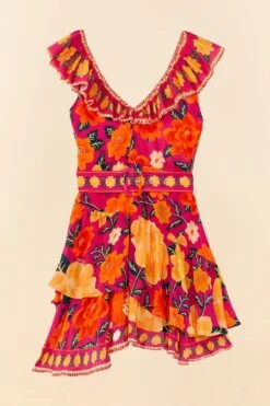 Farm Rio Pink Flowers Tapestry Mini Dress -Farm Rio 306144 06