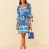 Farm Rio Blue Full Of Flowers Mini Dress