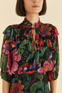 Farm Rio Black Blooming Garden Mini Dress 9 Farm Rio Black Blooming Garden Mini Dress -Farm Rio 306153 03