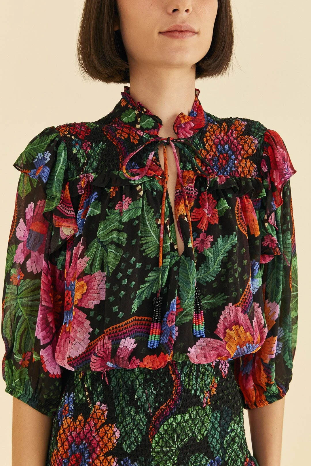 Farm Rio Black Blooming Garden Mini Dress 5 Farm Rio Black Blooming Garden Mini Dress - Image 3