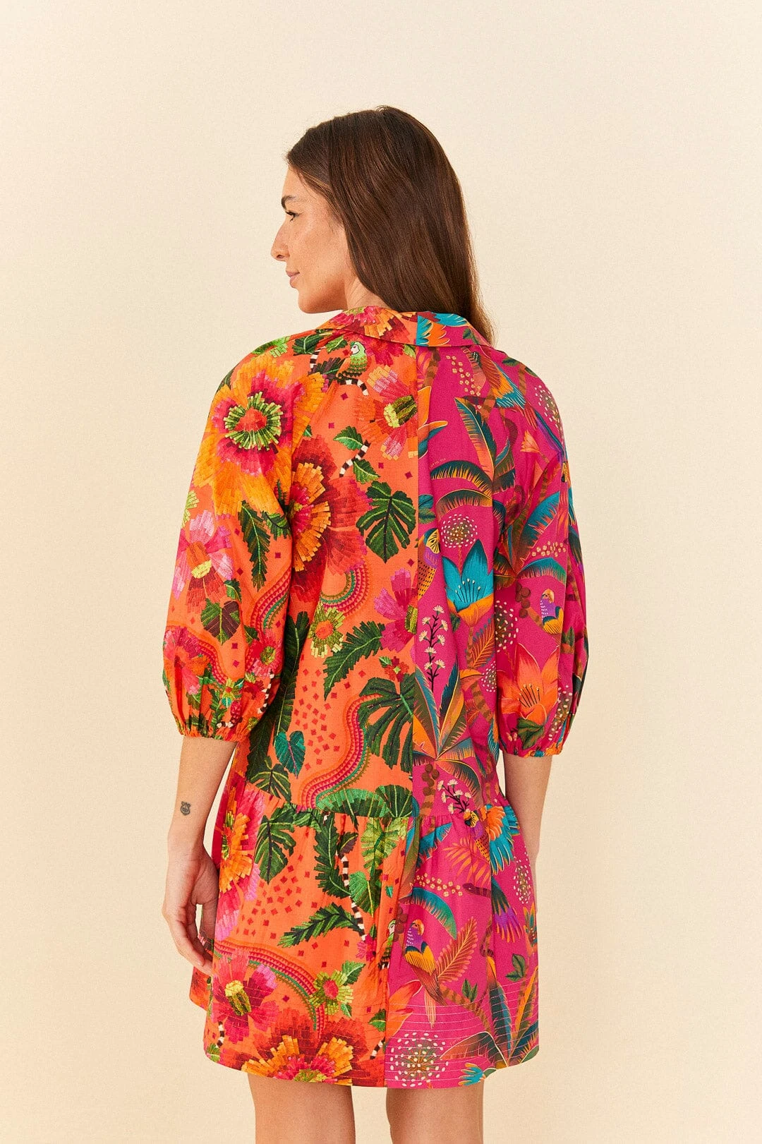 Farm Rio Mixed Warm Prints Organic Cotton Mini Dress 6 Farm Rio Mixed Warm Prints Organic Cotton Mini Dress - Image 4