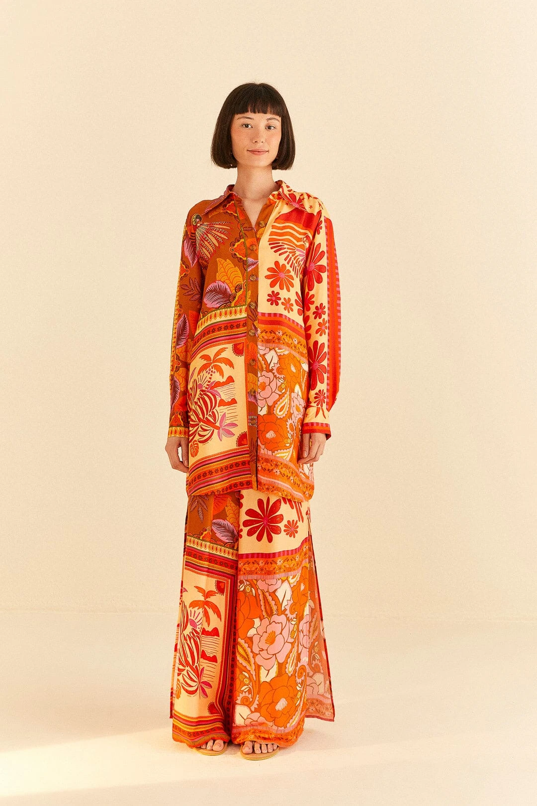 Farm Rio Forest Mixed Scarves Lenzing™ Ecovero™ Viscose Shirtdress 4 Farm Rio Forest Mixed Scarves Lenzing™ Ecovero™ Viscose Shirtdress - Image 2