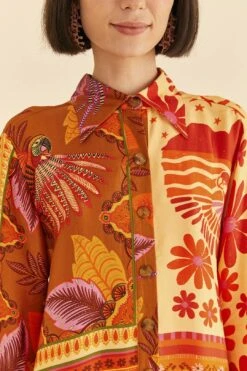 Farm Rio Forest Mixed Scarves Lenzing™ Ecovero™ Viscose Shirtdress 9 Farm Rio Forest Mixed Scarves Lenzing™ Ecovero™ Viscose Shirtdress -Farm Rio 306157 03