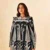 Farm Rio Black Macaw Elegance Long Sleeve Mini Dress 1 Farm Rio Black Macaw Elegance Long Sleeve Mini Dress -Farm Rio 306159 01