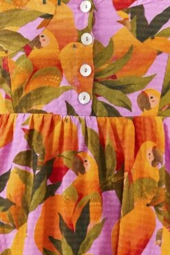Farm Rio Lilac Mango Macaws Mini Dress 10 Farm Rio Lilac Mango Macaws Mini Dress -Farm Rio 306166 04