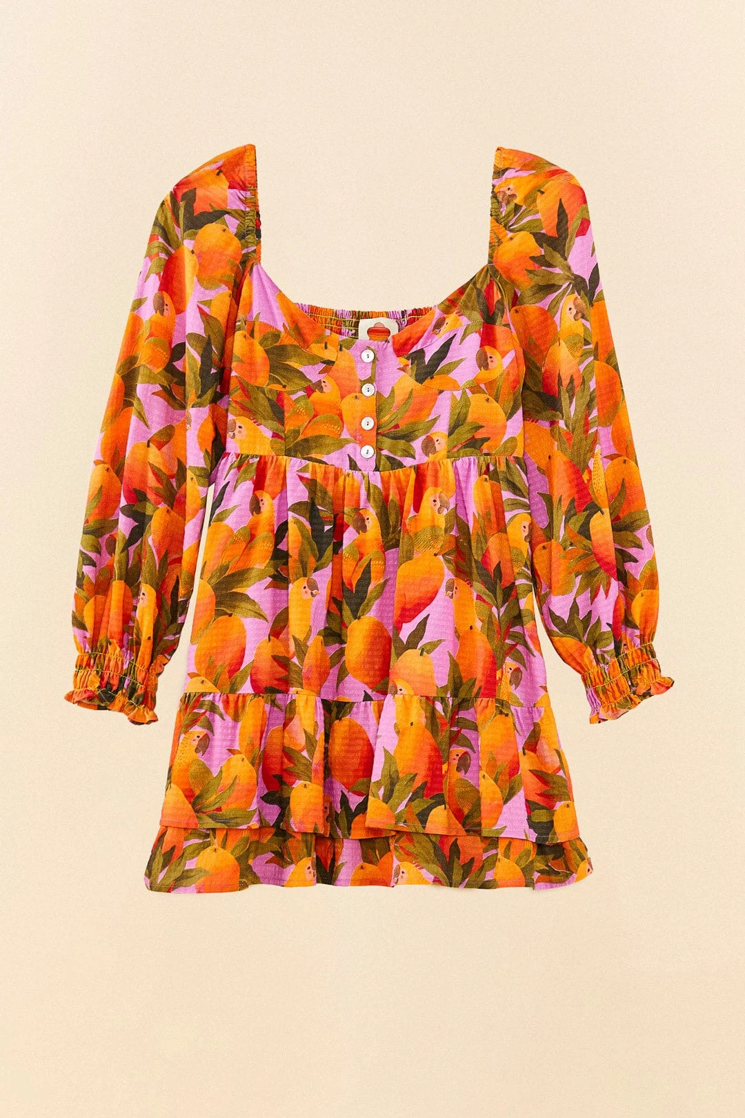 Farm Rio Lilac Mango Macaws Mini Dress 7 Farm Rio Lilac Mango Macaws Mini Dress - Image 5