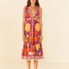 Farm Rio Pink Flower Tapestry Midi Dress -Farm Rio 306173 02