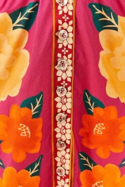 Farm Rio Pink Flower Tapestry Midi Dress 10 Farm Rio Pink Flower Tapestry Midi Dress -Farm Rio 306173 05