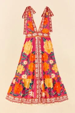 Farm Rio Pink Flower Tapestry Midi Dress 11 Farm Rio Pink Flower Tapestry Midi Dress -Farm Rio 306173 06