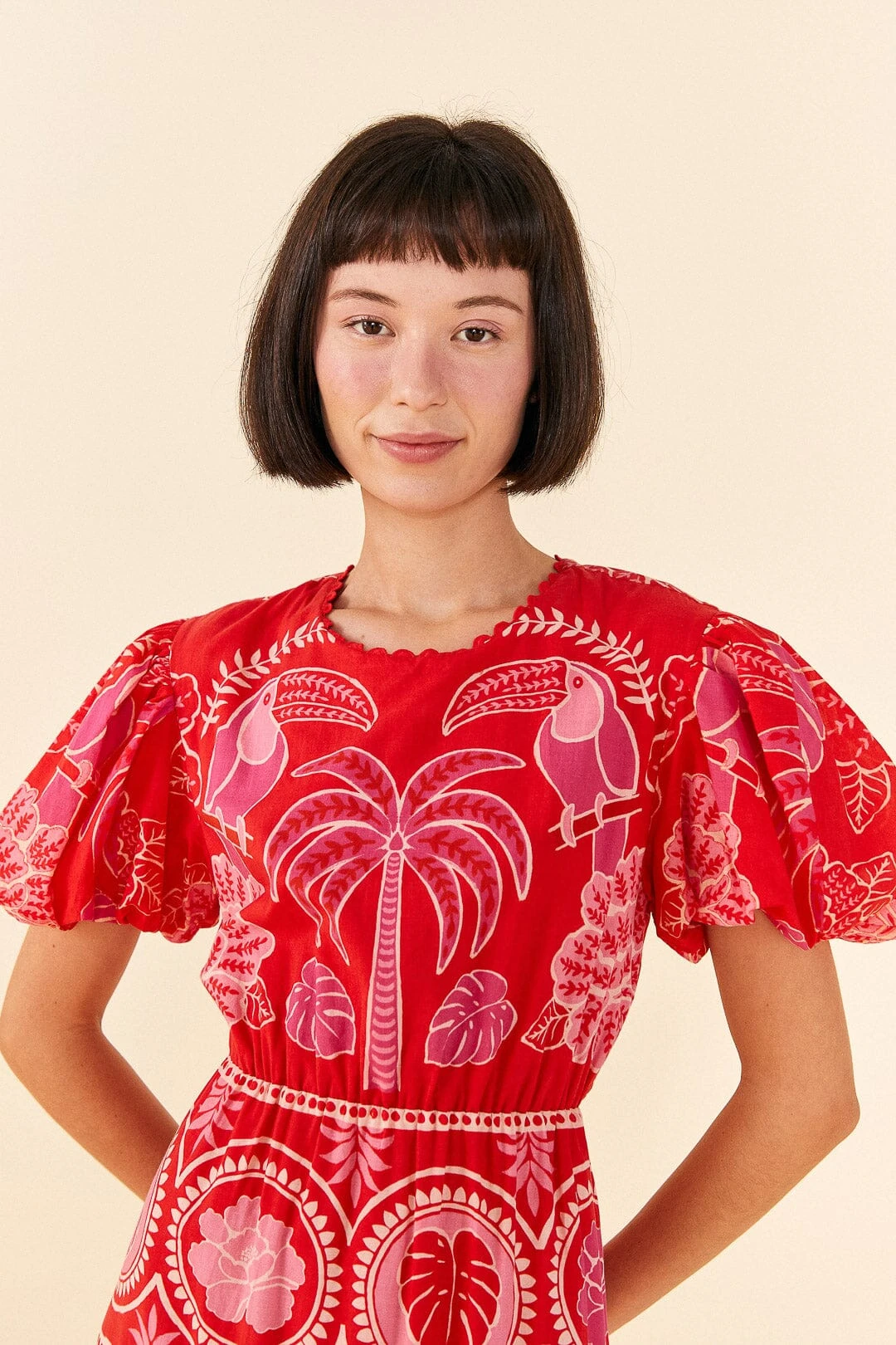 Farm Rio Red Summer Sunrise Midi Dress 5 Farm Rio Red Summer Sunrise Midi Dress - Image 3