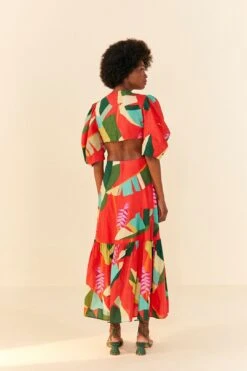 Farm Rio Red Heliconia Midi Dress -Farm Rio 306185 03
