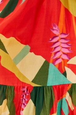 Farm Rio Red Heliconia Midi Dress -Farm Rio 306185 05