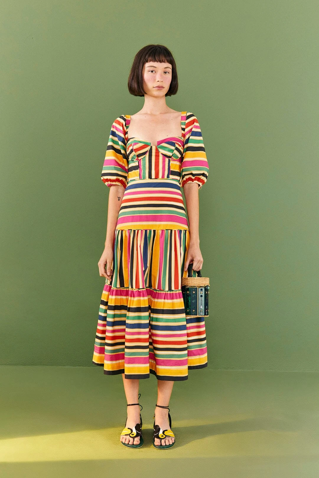 Farm Rio Rainbow Stripes Midi Dress 3 Farm Rio Rainbow Stripes Midi Dress
