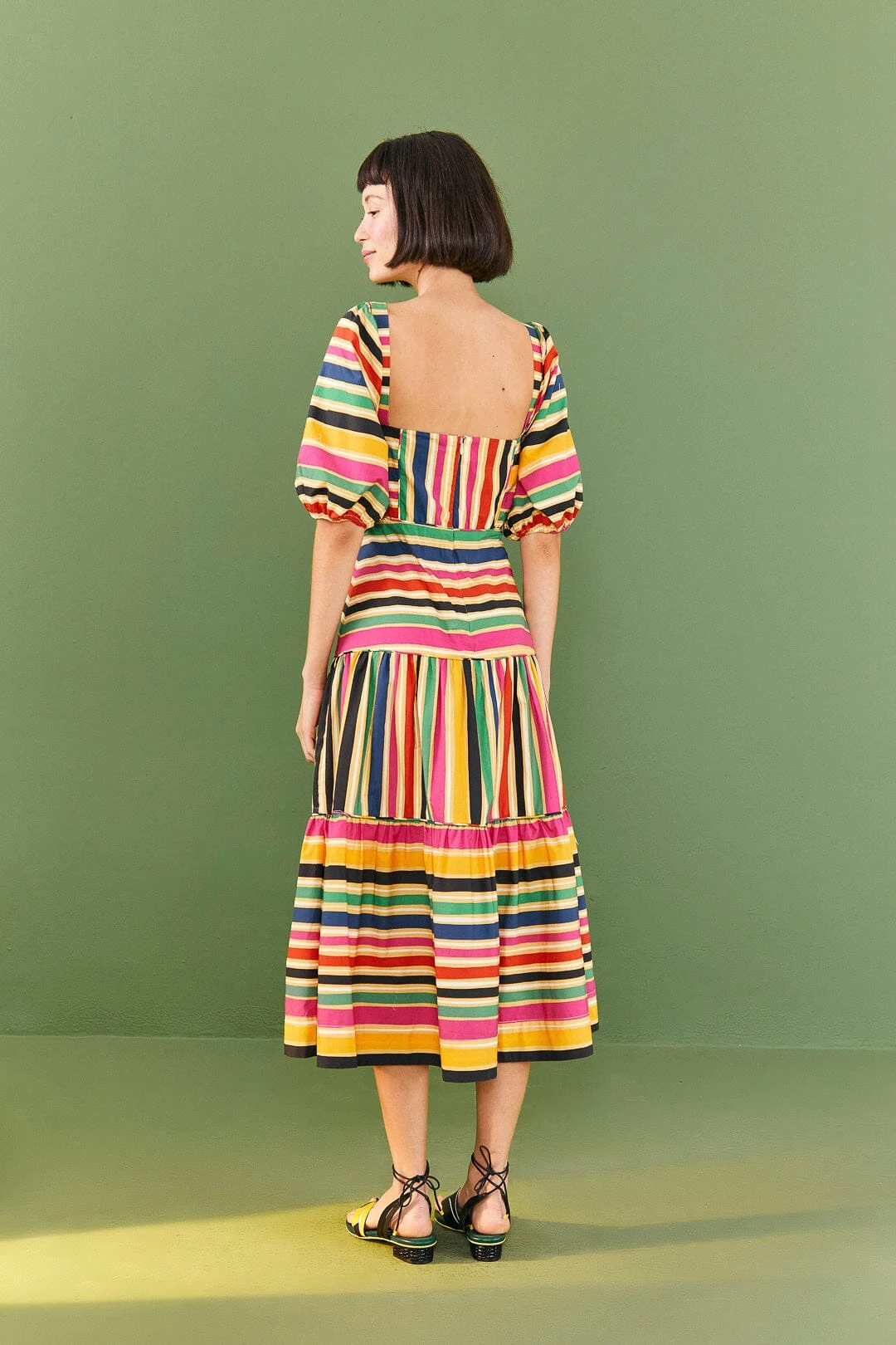 Farm Rio Rainbow Stripes Midi Dress 6 Farm Rio Rainbow Stripes Midi Dress - Image 4