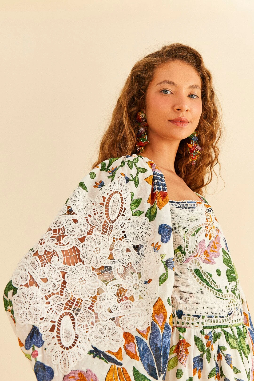 Farm Rio White Summer Garden Midi Dress 5 Farm Rio White Summer Garden Midi Dress - Image 3