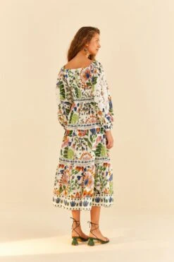 Farm Rio White Summer Garden Midi Dress 10 Farm Rio White Summer Garden Midi Dress -Farm Rio 306202 04