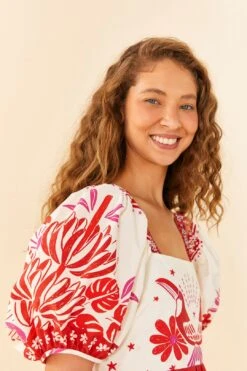 Farm Rio Off-White Rio Tiles Midi Dress 8 Farm Rio Off-White Rio Tiles Midi Dress -Farm Rio 306206 02