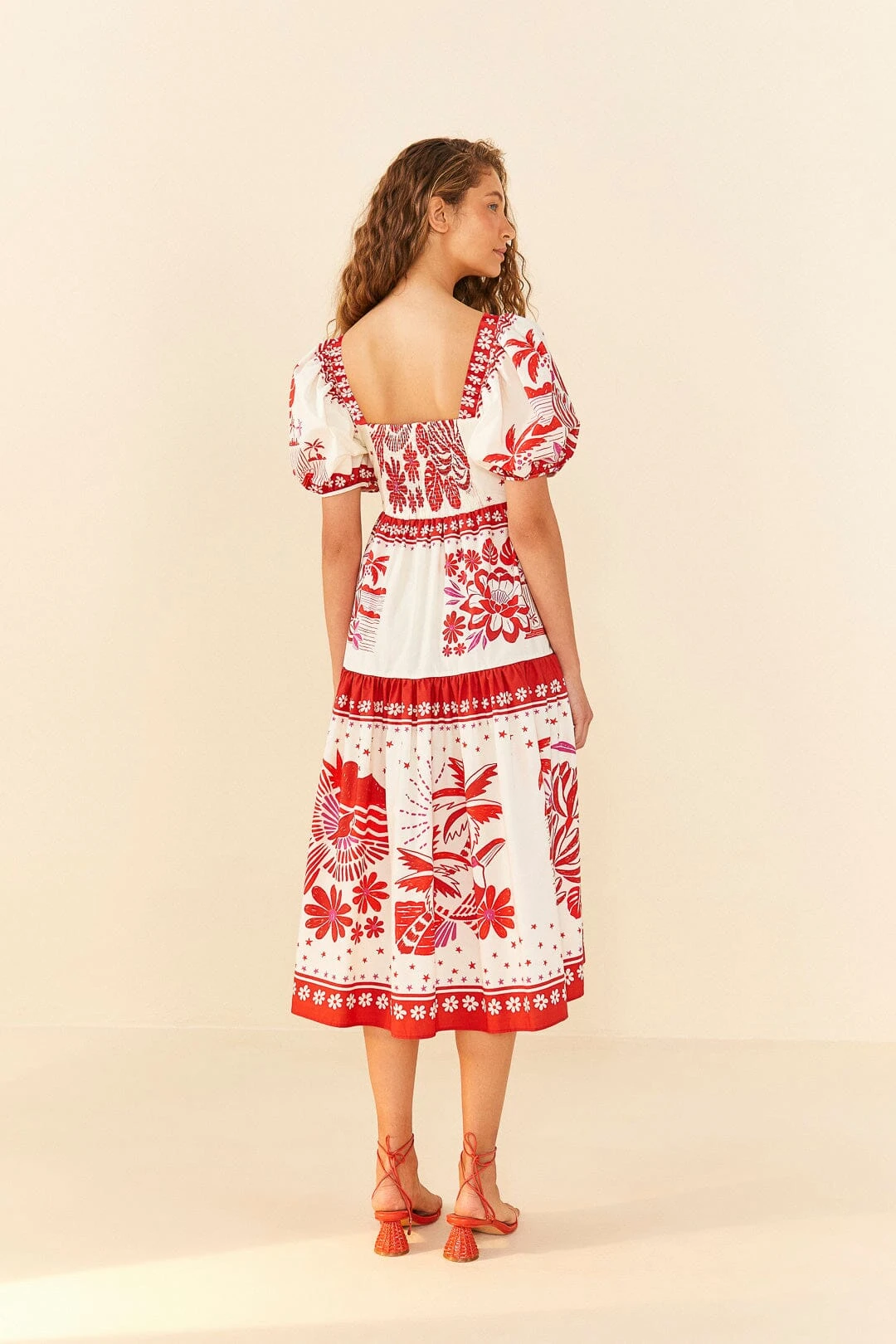 Farm Rio Off-White Rio Tiles Midi Dress 5 Farm Rio Off-White Rio Tiles Midi Dress - Image 3