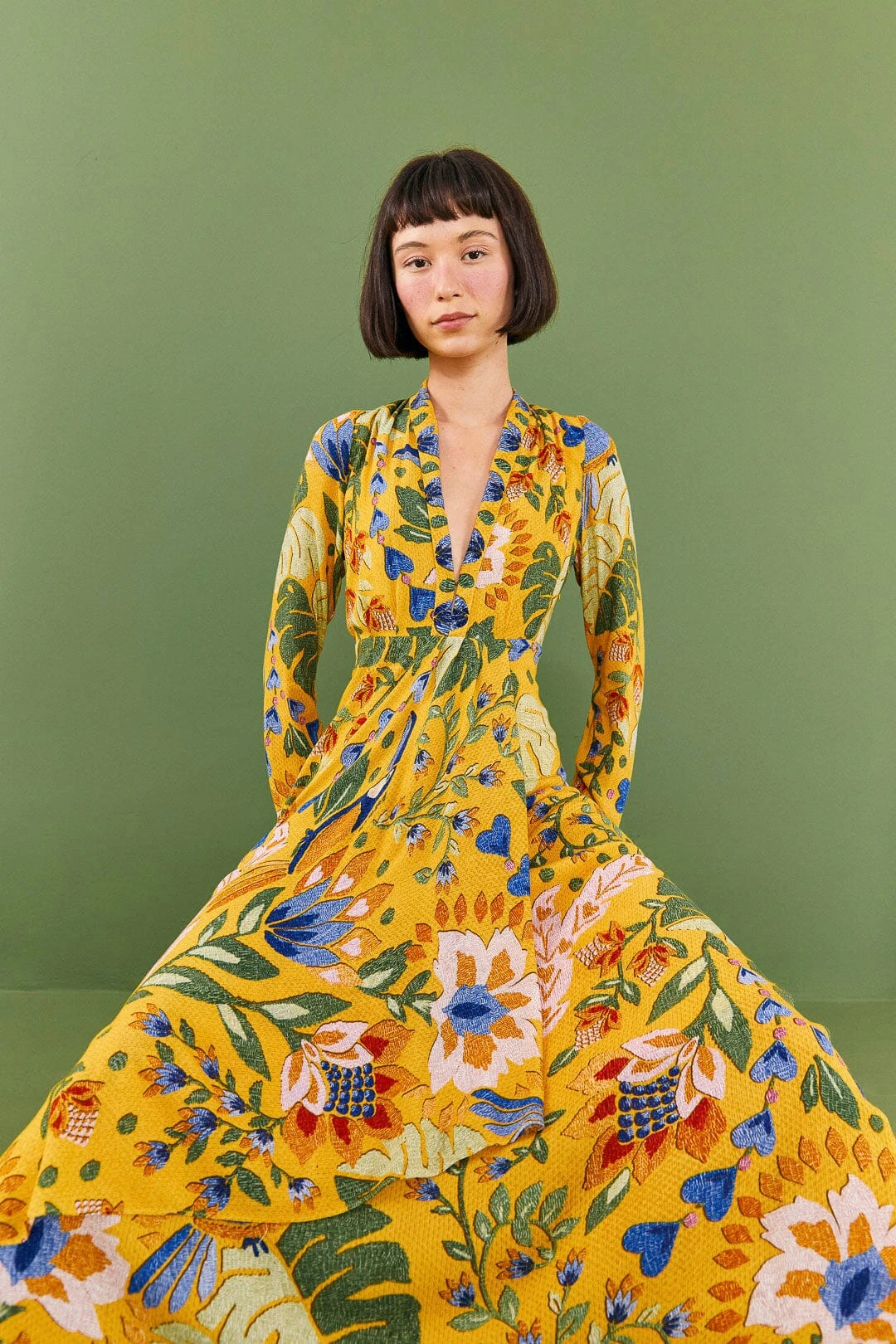 Farm Rio Yellow Summer Garden Maxi Dress 4 Farm Rio Yellow Summer Garden Maxi Dress - Image 2