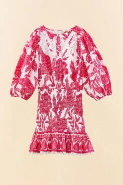 Farm Rio Pink Tropical Woodcut Mini Dress -Farm Rio 306220 06