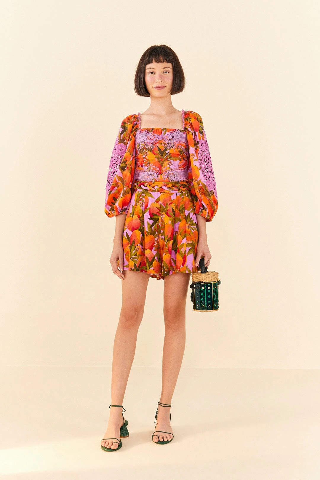 Farm Rio Lilac Mango Macaws Blouse 4 Farm Rio Lilac Mango Macaws Blouse - Image 2