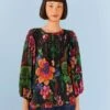 Farm Rio Black Blooming Garden Blouse -Farm Rio 306231 01