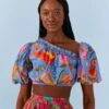 Farm Rio Blue Macaw Party Blouse 1 Farm Rio Blue Macaw Party Blouse -Farm Rio 306238 01