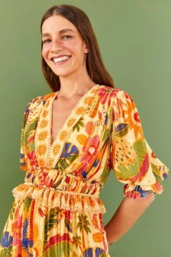 Farm Rio Yellow Rio Tapestry Maxi Dress -Farm Rio 306240 03