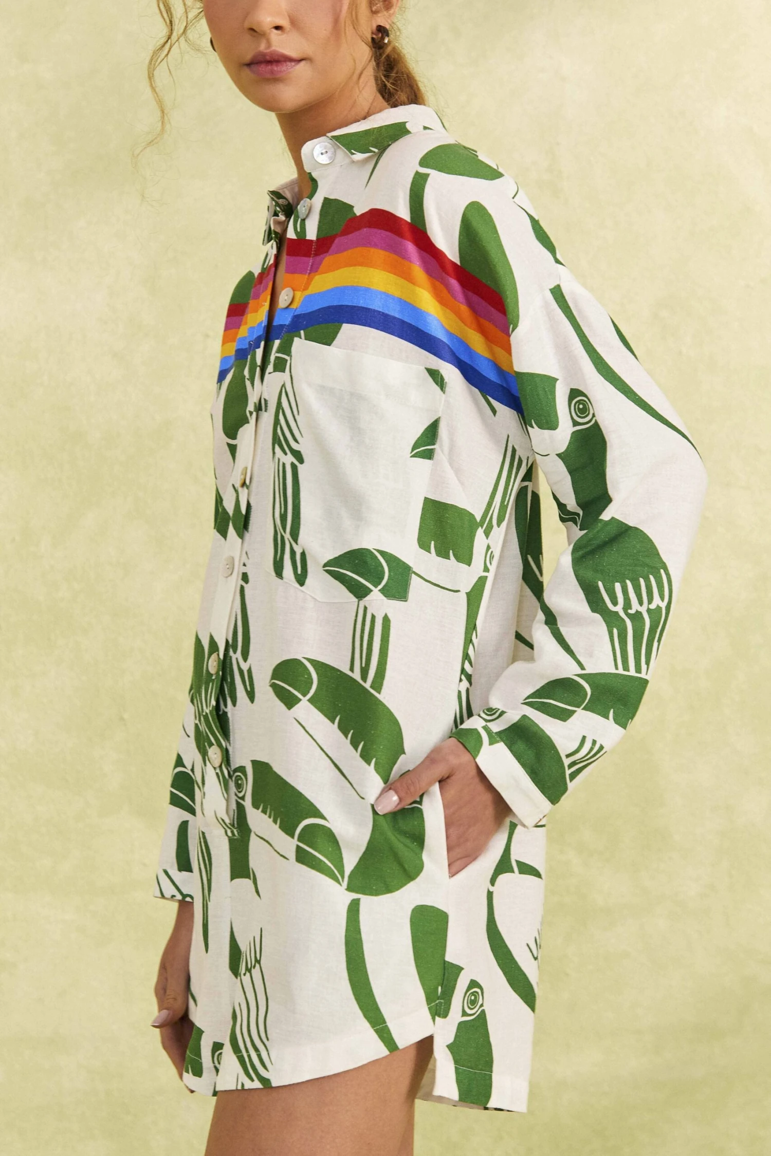 Farm Rio Off-White Rainbow Toucans Romper 5 Farm Rio Off-White Rainbow Toucans Romper - Image 3