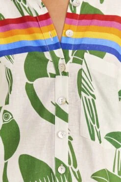 Farm Rio Off-White Rainbow Toucans Romper 11 Farm Rio Off-White Rainbow Toucans Romper -Farm Rio 306251 05